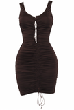 Chocolate Lace Up Dress