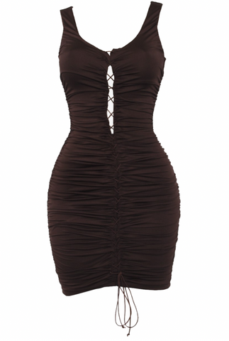 Chocolate Lace Up Dress